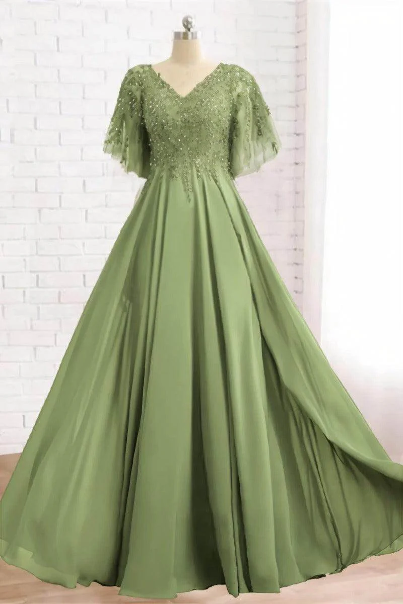 A-Line Floor Length Chiffon Mother Dress