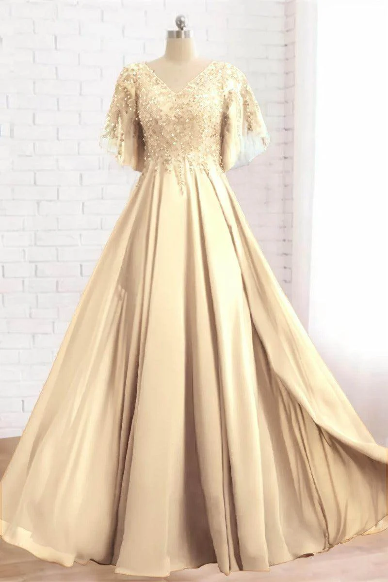 A-Line Floor Length Chiffon Mother Dress