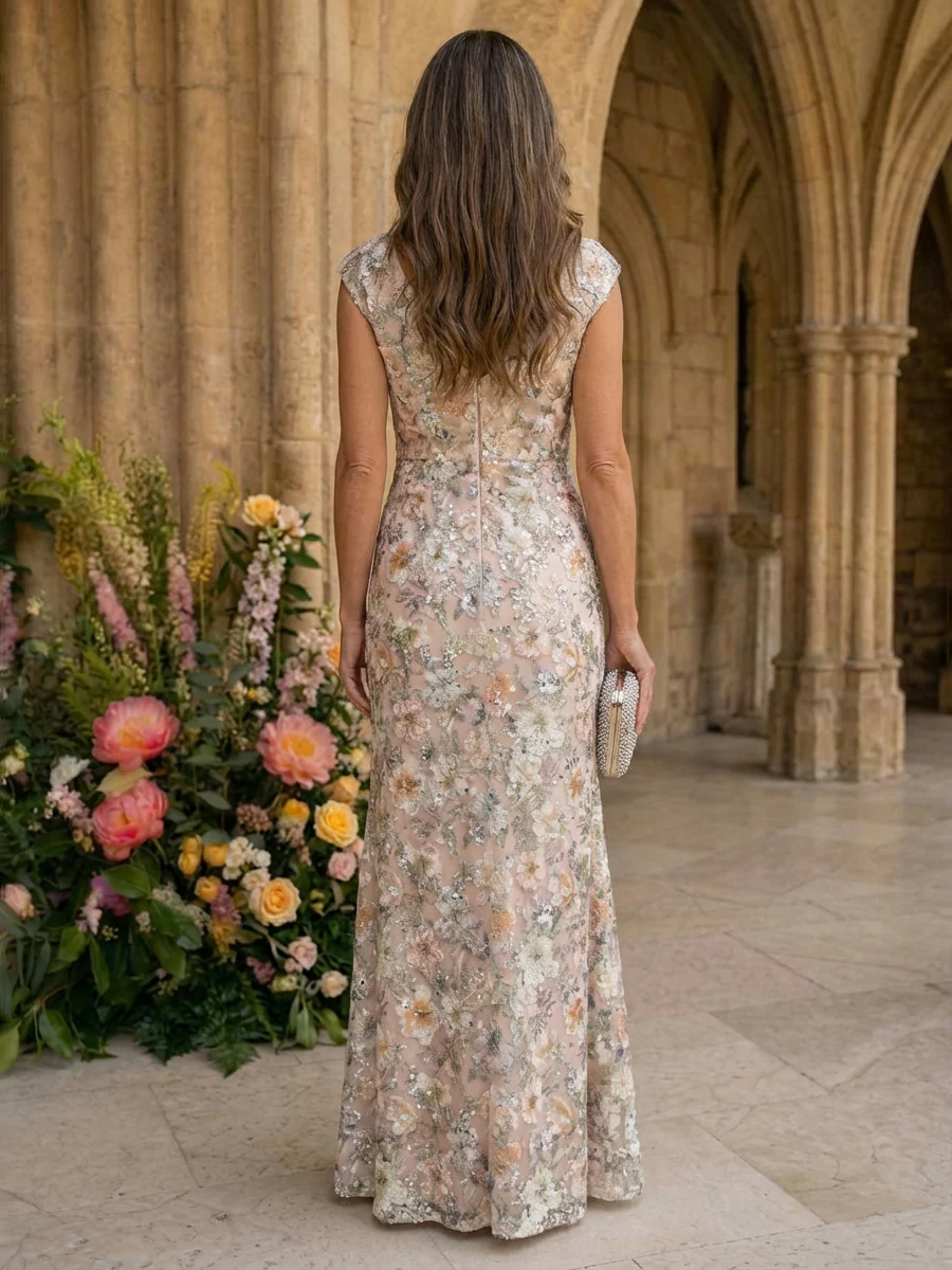 Sheath/Column Floral Lace Mother of the Bride & Groom Dresses with Rhinestones
