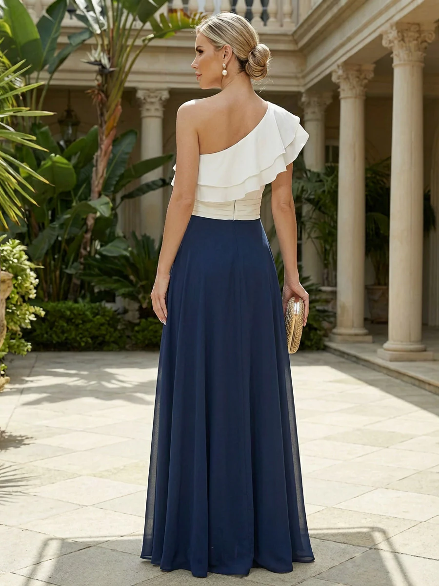 A-Line Chiffon One Shoulder Floor-Length Mother of the Bride & Groom Dresses
