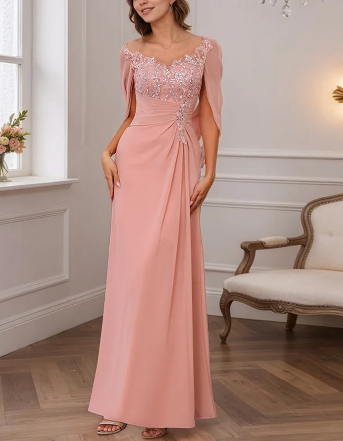 Fashion Solid Color Lace Sequins Maxi Dress