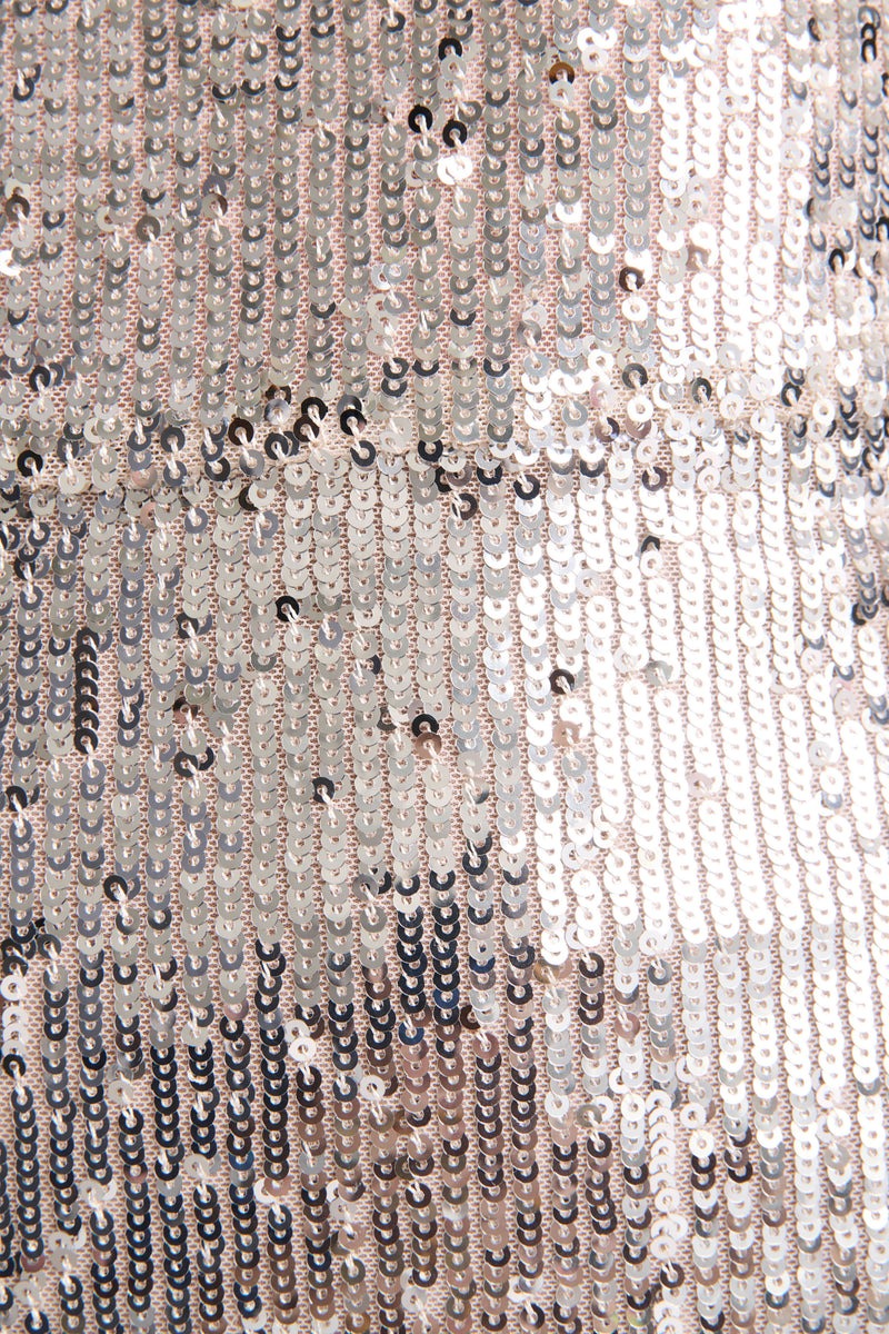 Silver Sequin Crew-Neck Maxi Dress With Cape Sleeves