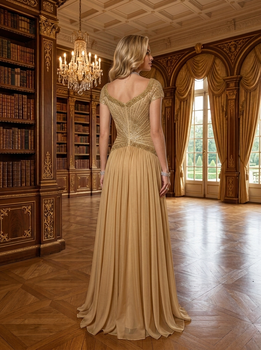A Line Sweetheart Elegant Pleated Evening Dresses with Beadings & Scarf