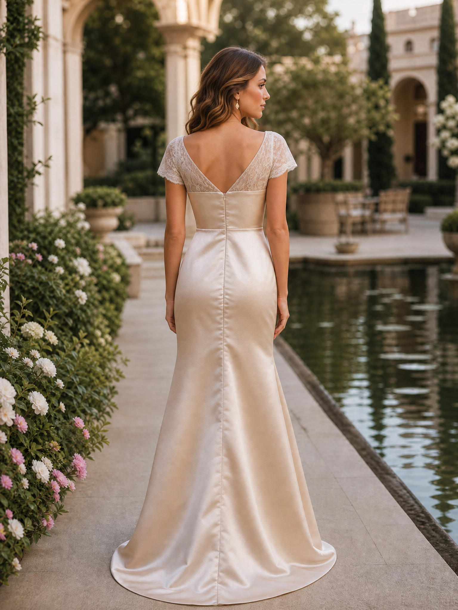 Formal ​Wedding Guest Dress Gold Square Neck Satin Maxi Dress