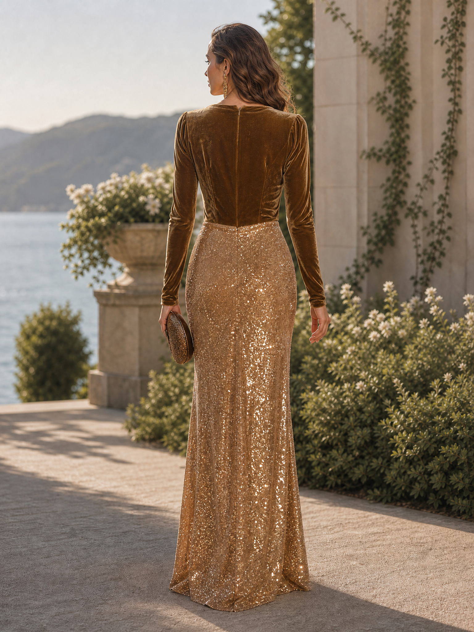 Gorgeous V-Neck Long Sleeve Maxi Dress