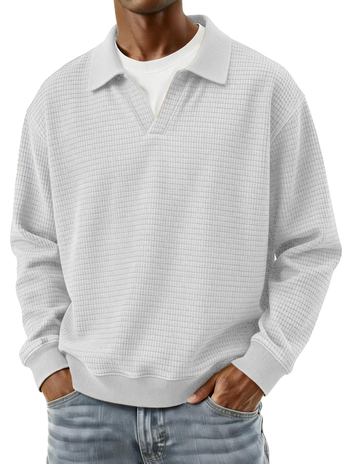 Crisp White Corduroy Polo Shirt