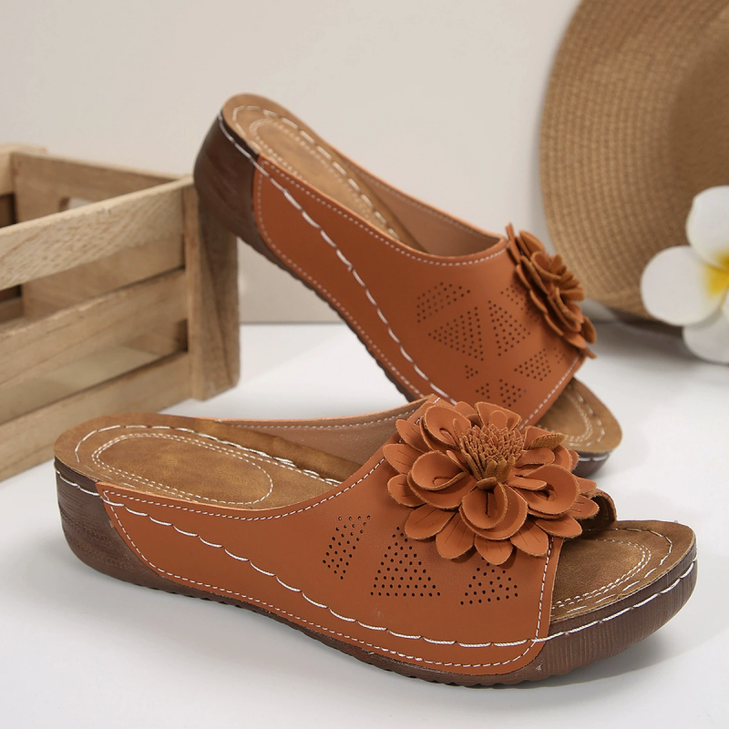 🔥Women's Arch Support Wedge Sandals with Flowers - Free shipping for two pairs