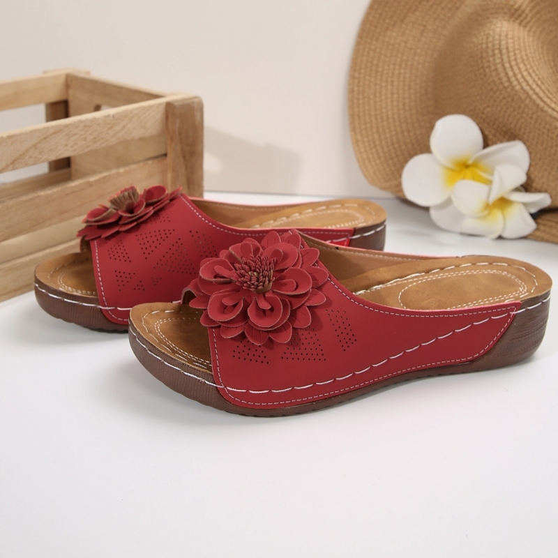 🔥Women's Arch Support Wedge Sandals with Flowers - Free shipping for two pairs