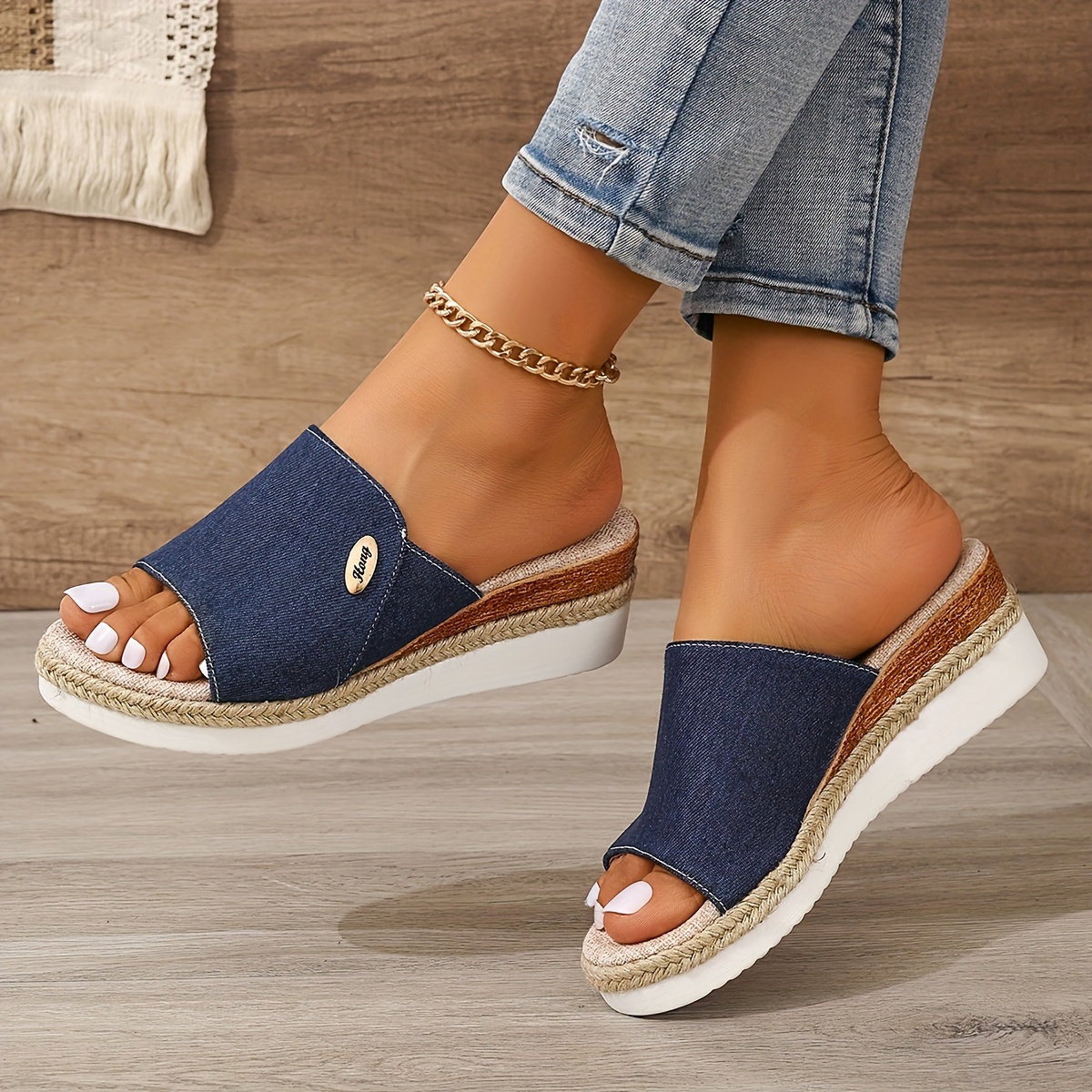 😍Last Day 50% OFF😍 - Women's Solid Colour Thick Bottom Slope Heel Orthopaedic Sandals