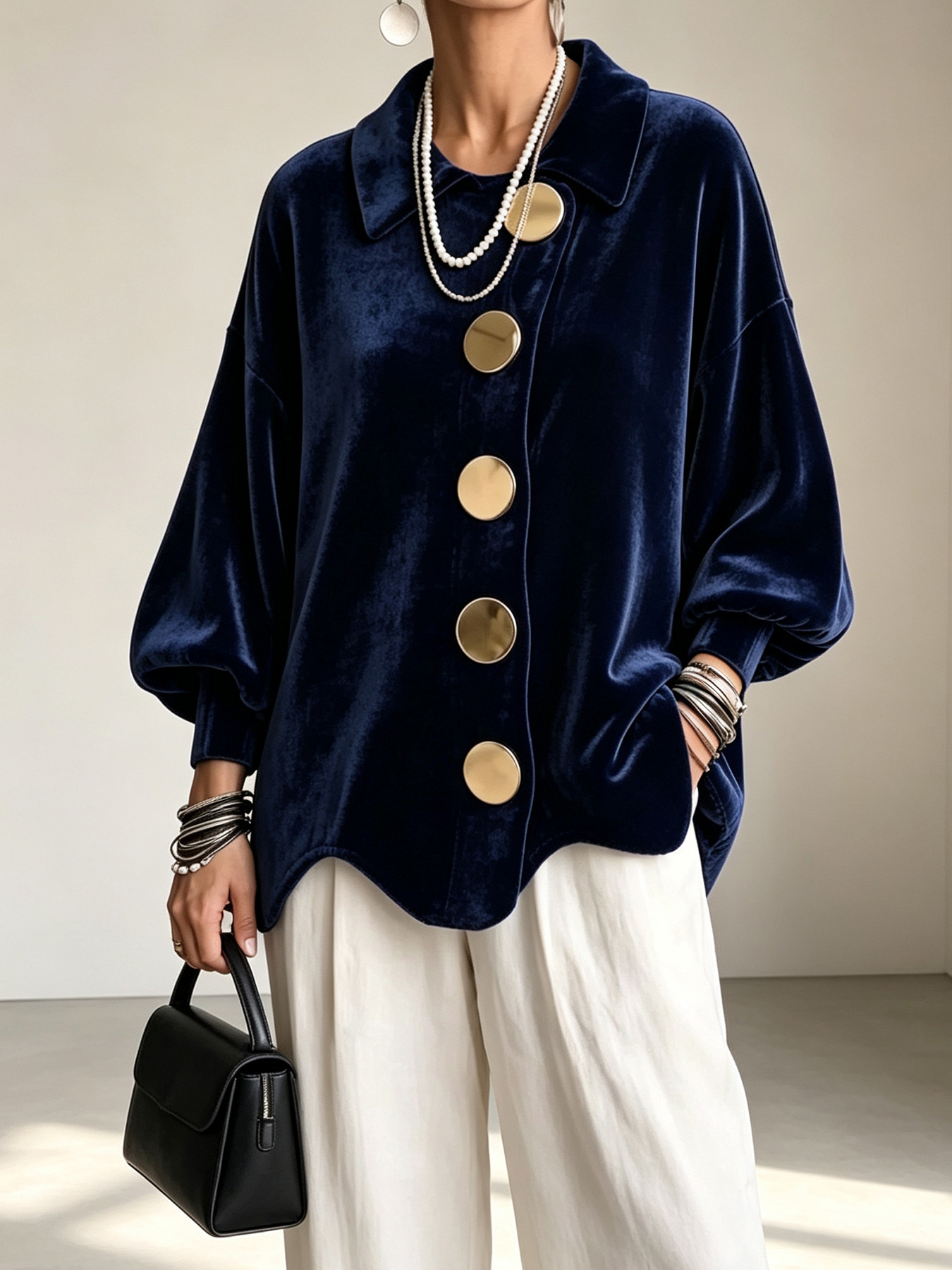 Oversized Gold-Tone Buttons