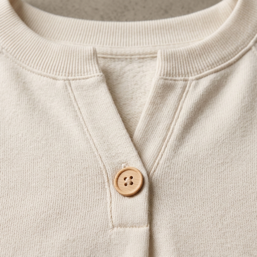 Tracksuit V-Neck Button Detail & Fabric Macro