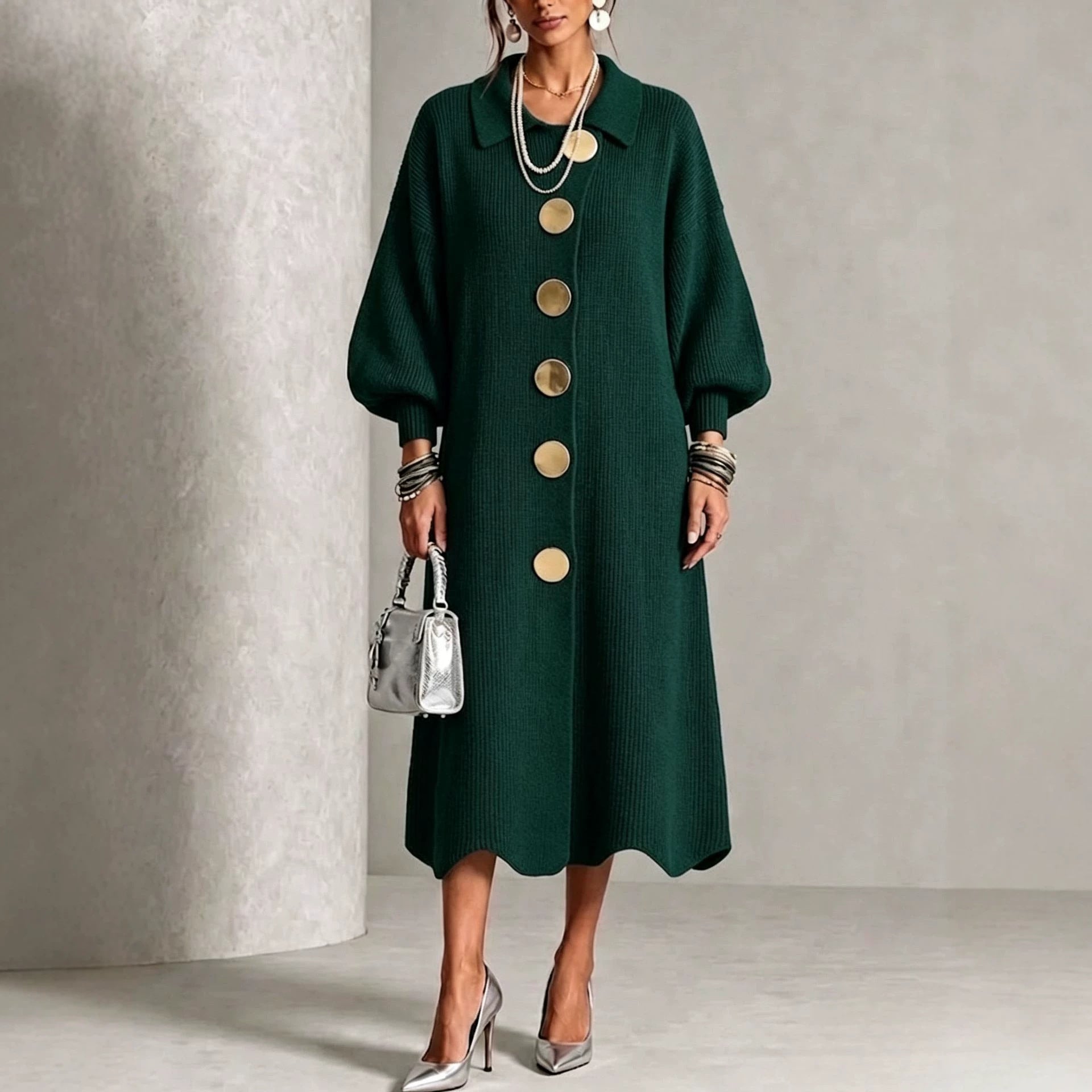 Green knit dress