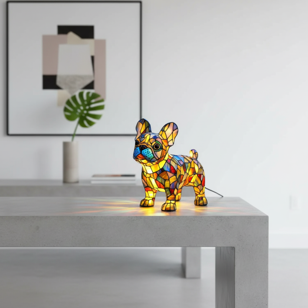 Brilliant Bulldog in Stained Glass