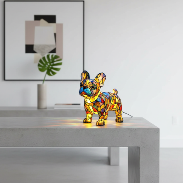 Brilliant Bulldog in Stained Glass