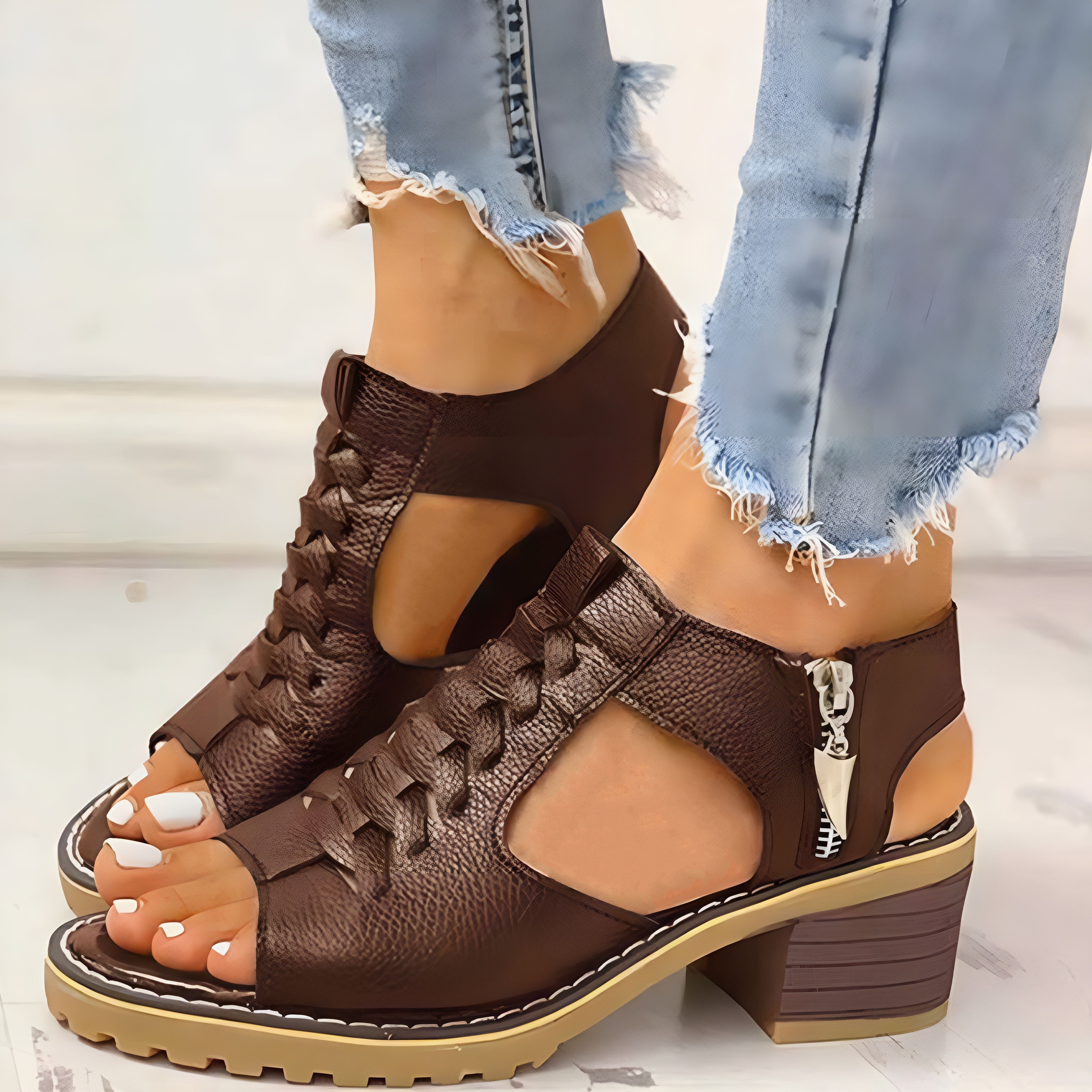 🔥50% OFF NOW - Women's Chunky Platform Classic  Leather high heel sandals