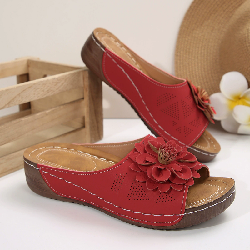 🔥Women's Arch Support Wedge Sandals with Flowers - Free shipping for two pairs