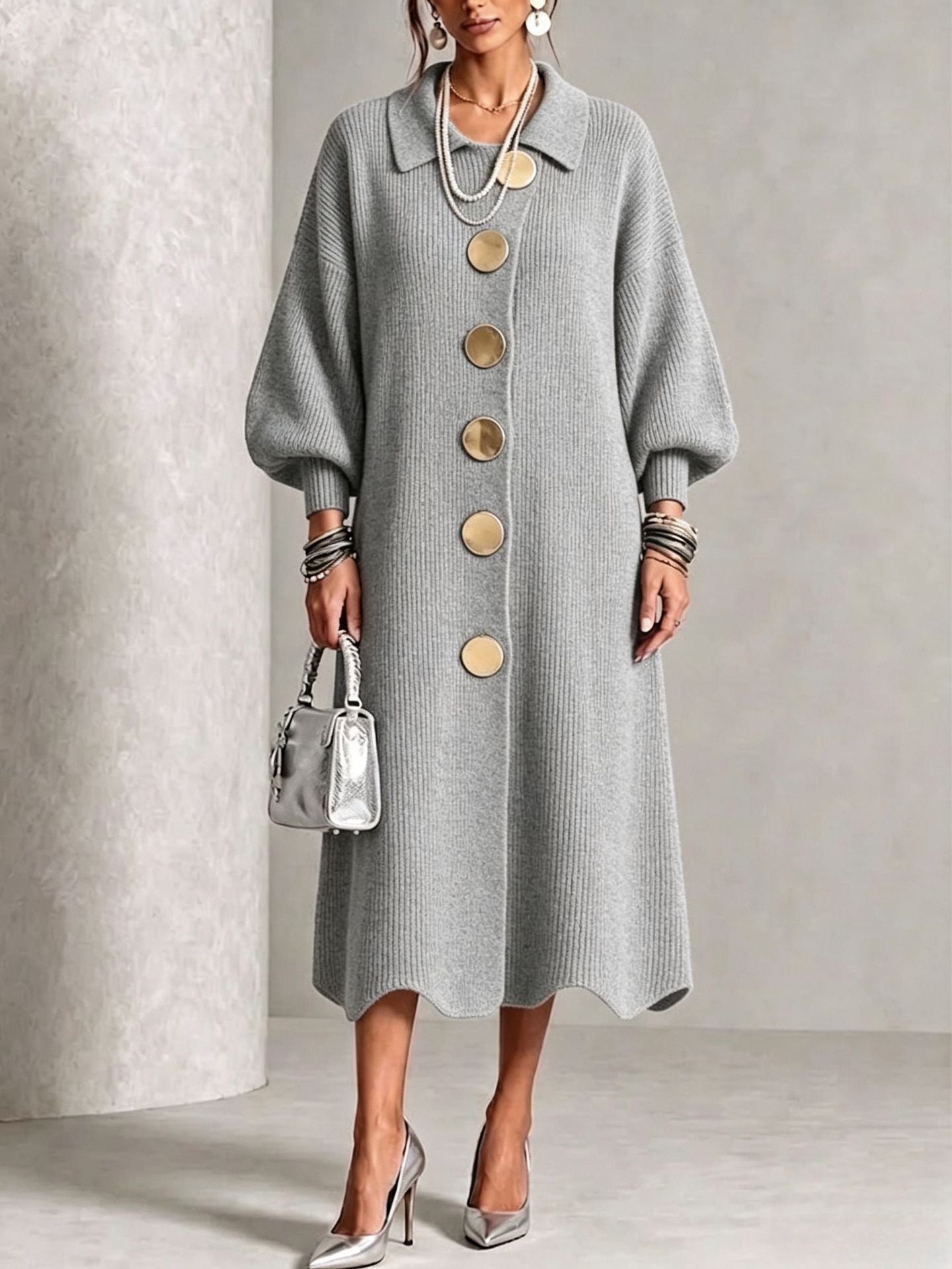 Gray knit dress