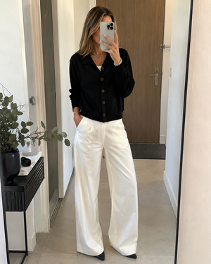 Customer Nora wearing Black Cardigan