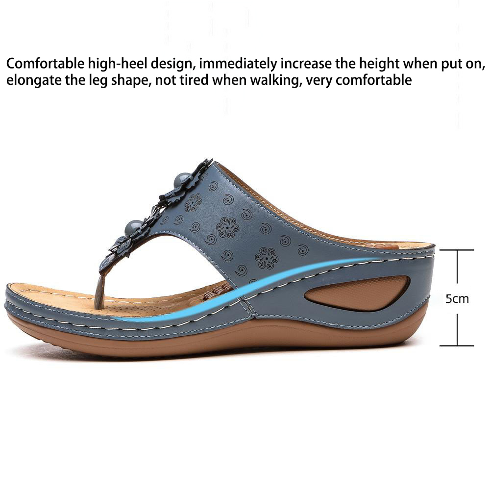 Women's Massage Floral Decoration Non-slip Wedge Sandals, Comfortable Arch Support Sandals