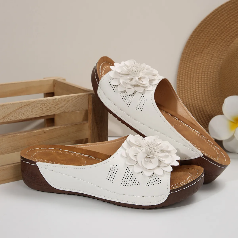 🔥Women's Arch Support Wedge Sandals with Flowers - Free shipping for two pairs