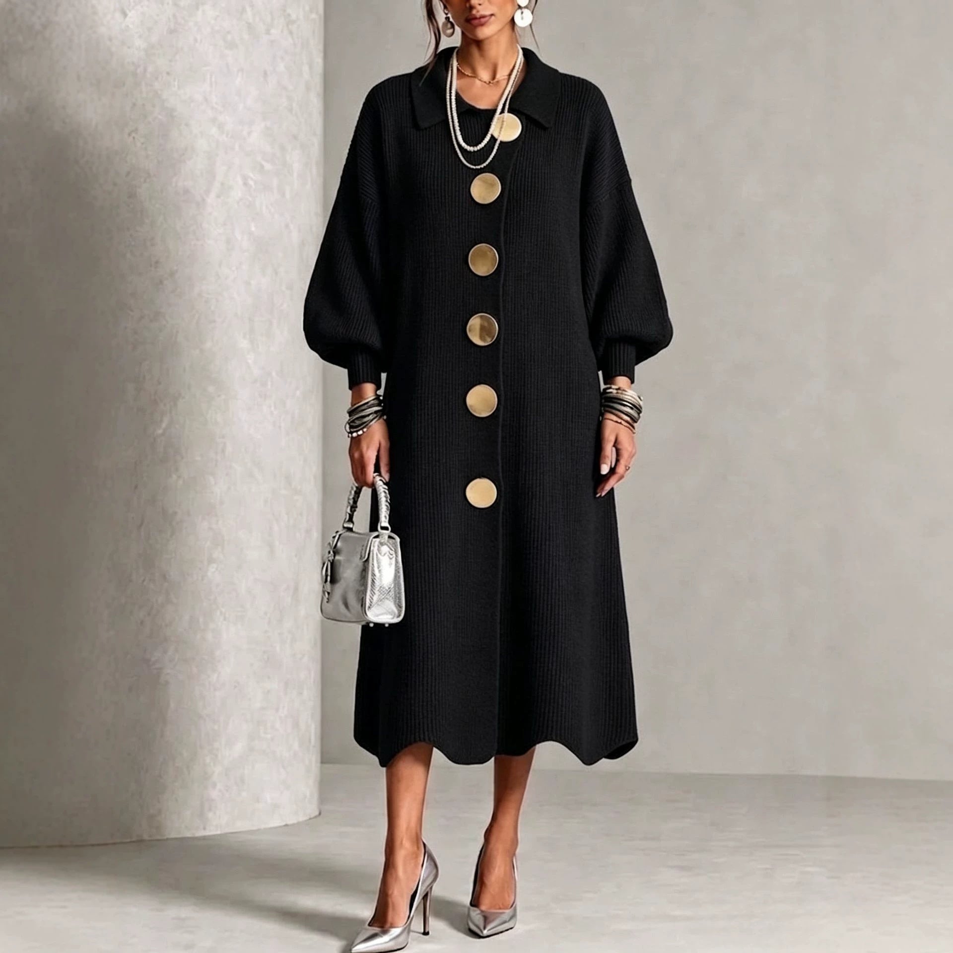 Black knit dress