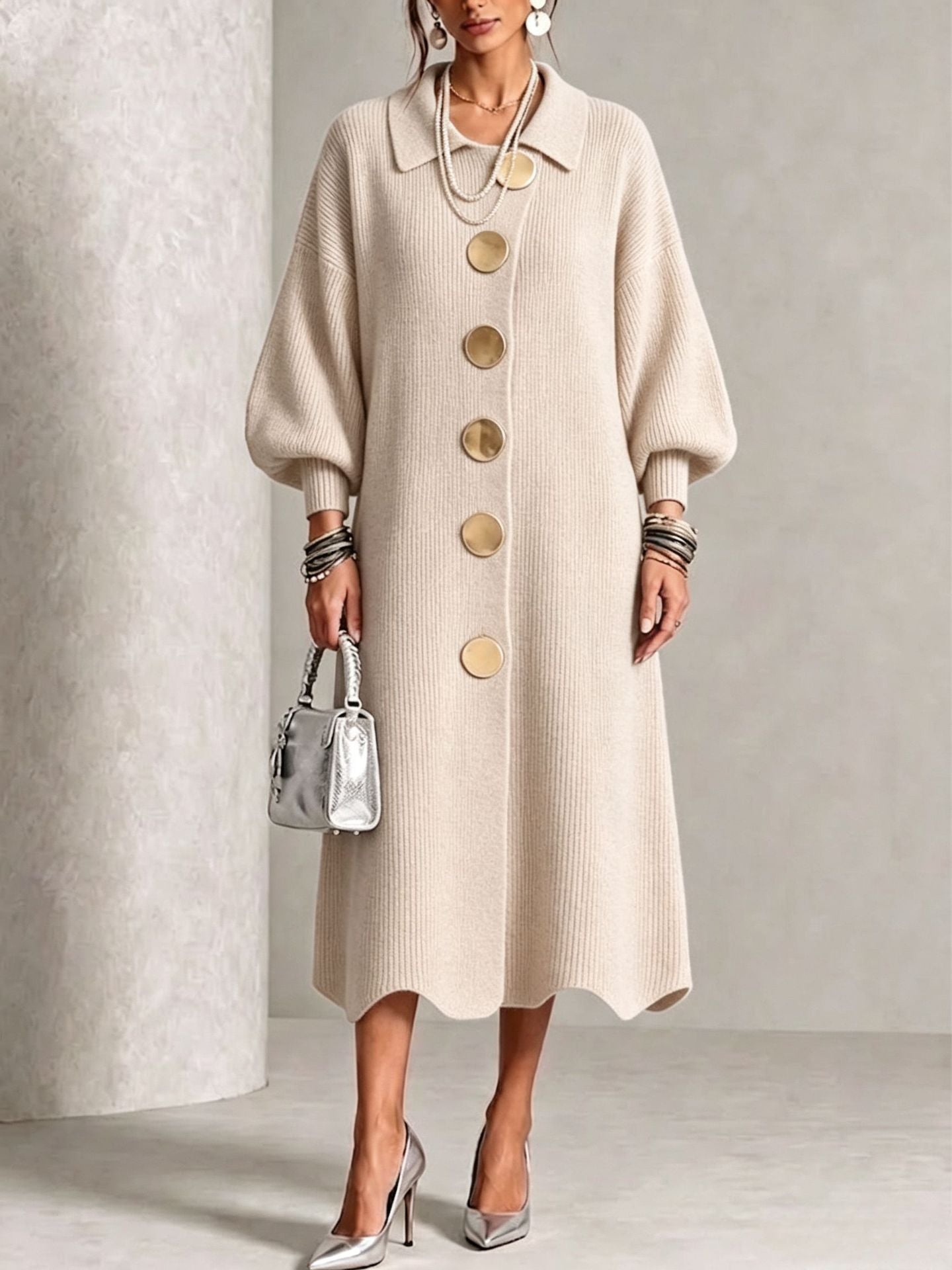 Off-white knit dress