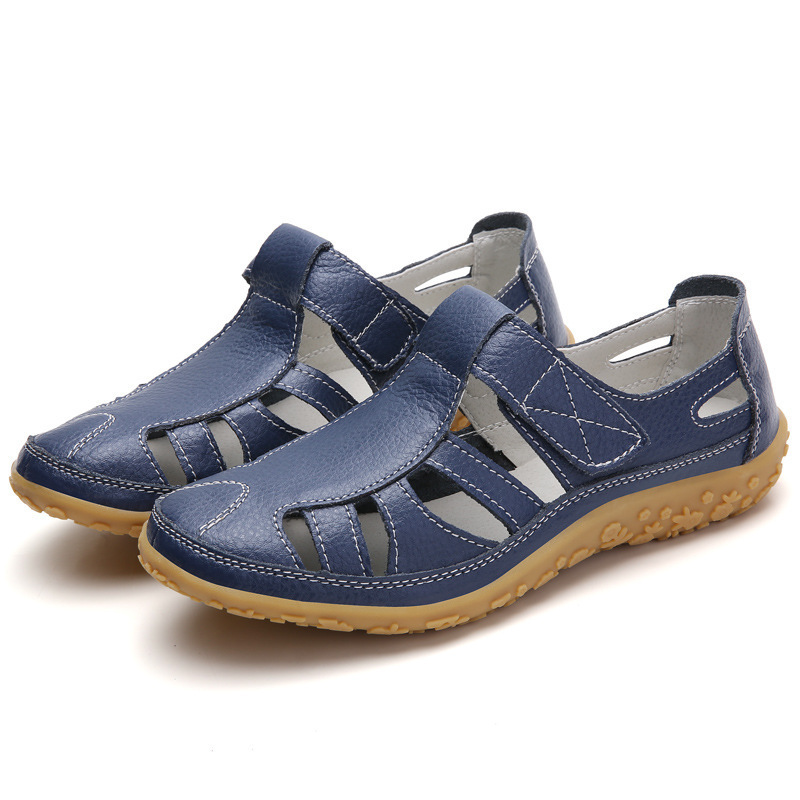 Women's Retro Non Slip Leather Flat Sandals