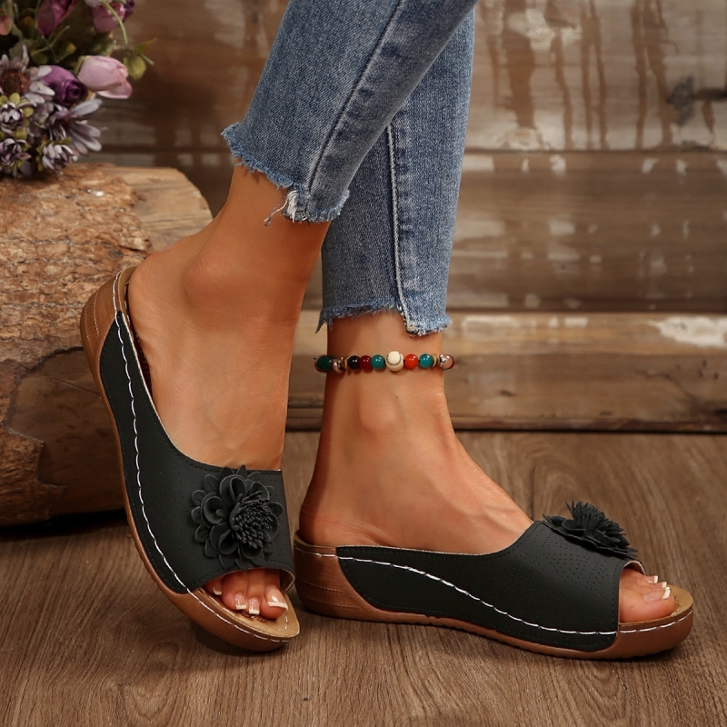 🔥Women's Arch Support Wedge Sandals with Flowers - Free shipping for two pairs