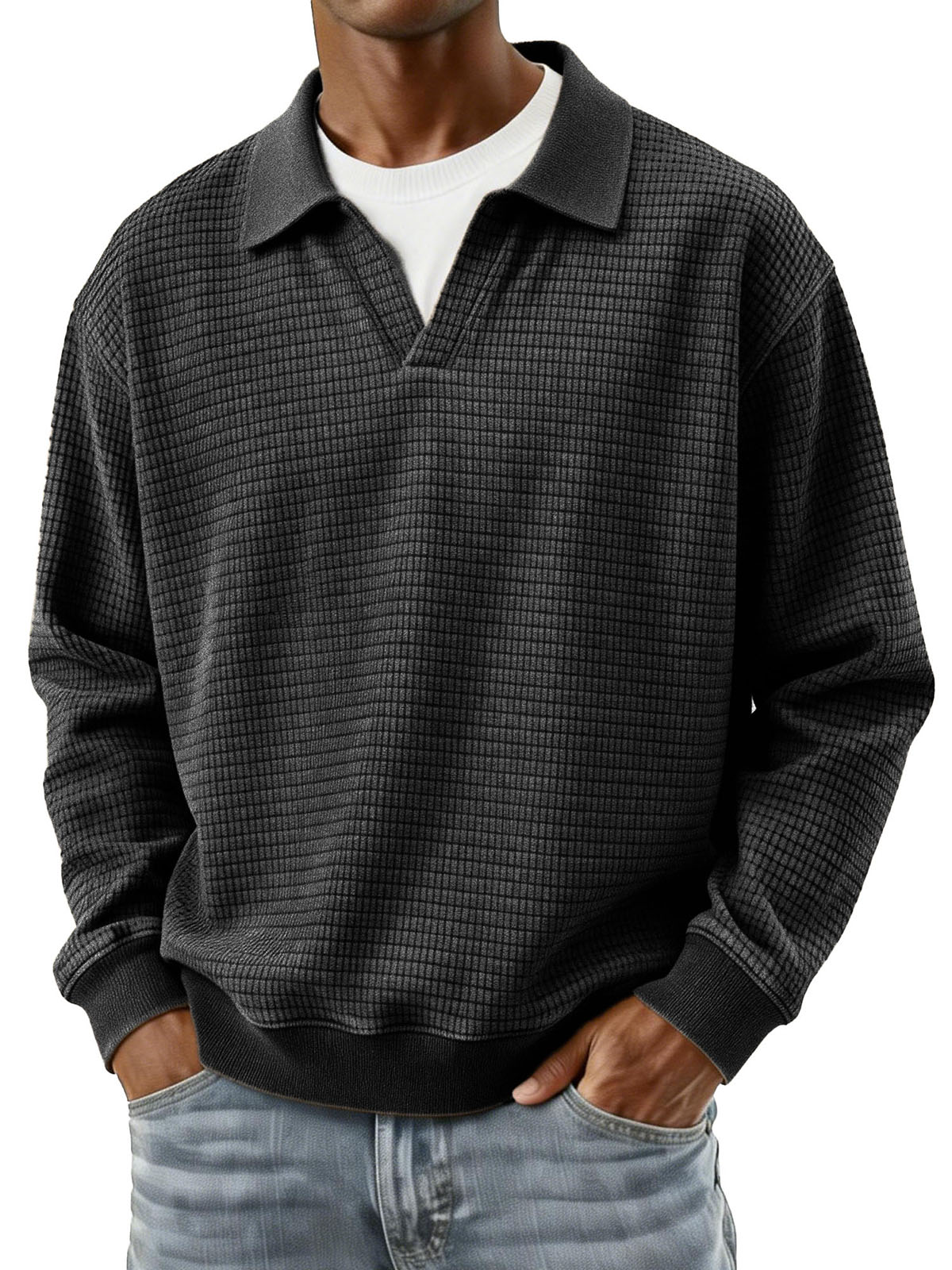 Classic Black Corduroy Polo Shirt