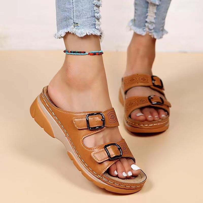 🔥Last Day Promotion 50% OFF - Breathable Orthopedic Adjustable Ladies Leather Sandals