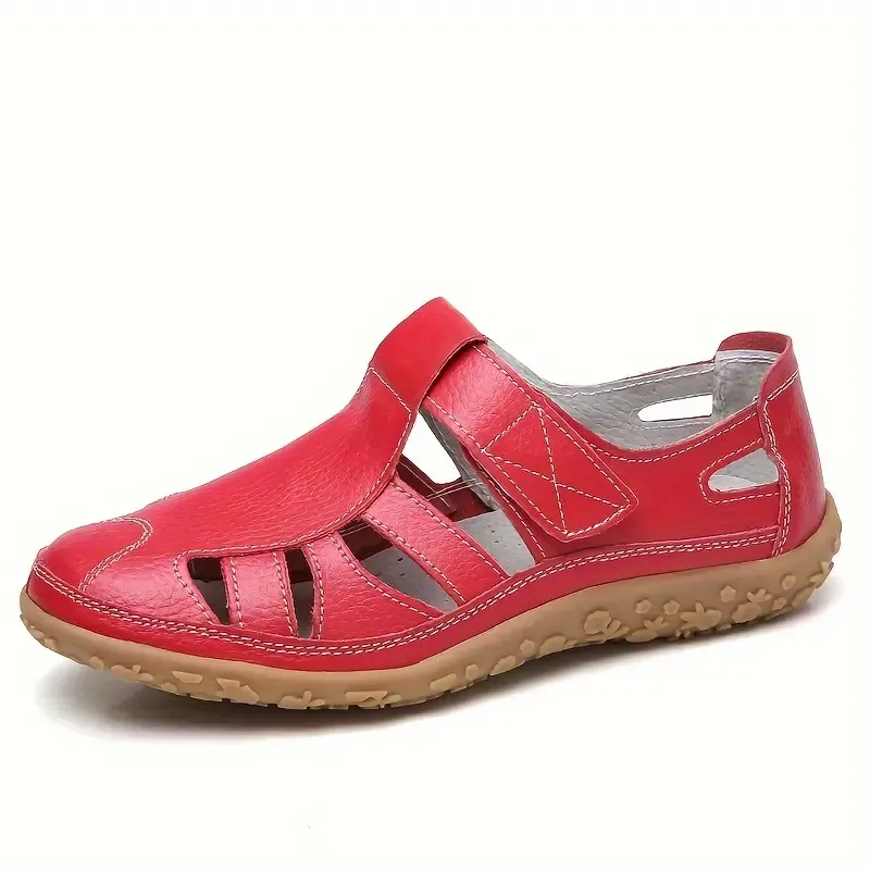 Women's Retro Non Slip Leather Flat Sandals