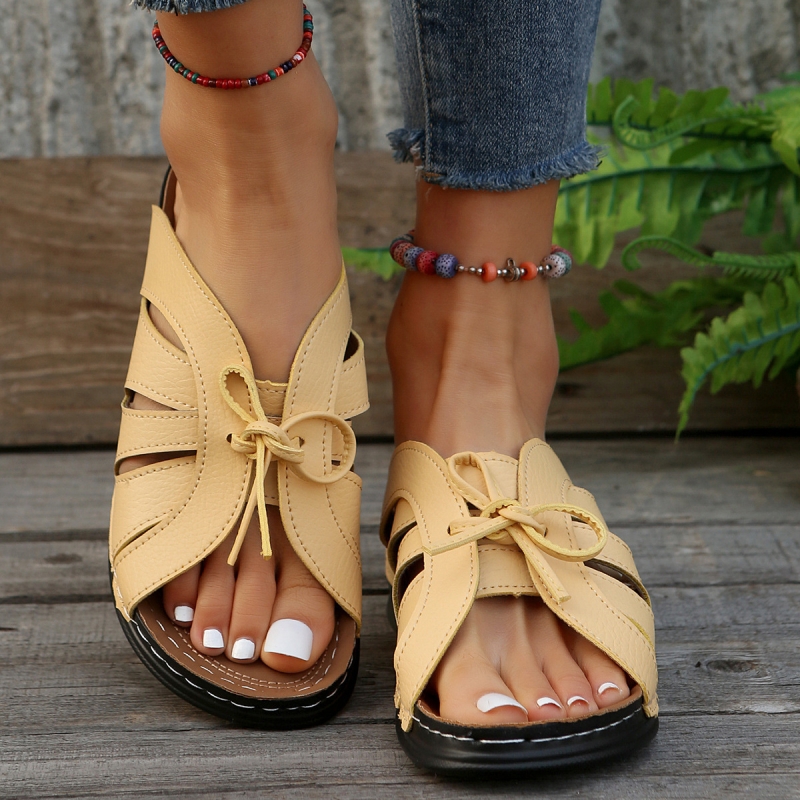 Women's Bowknot Arch Support Wedge Sandals - Free shipping for two pairs