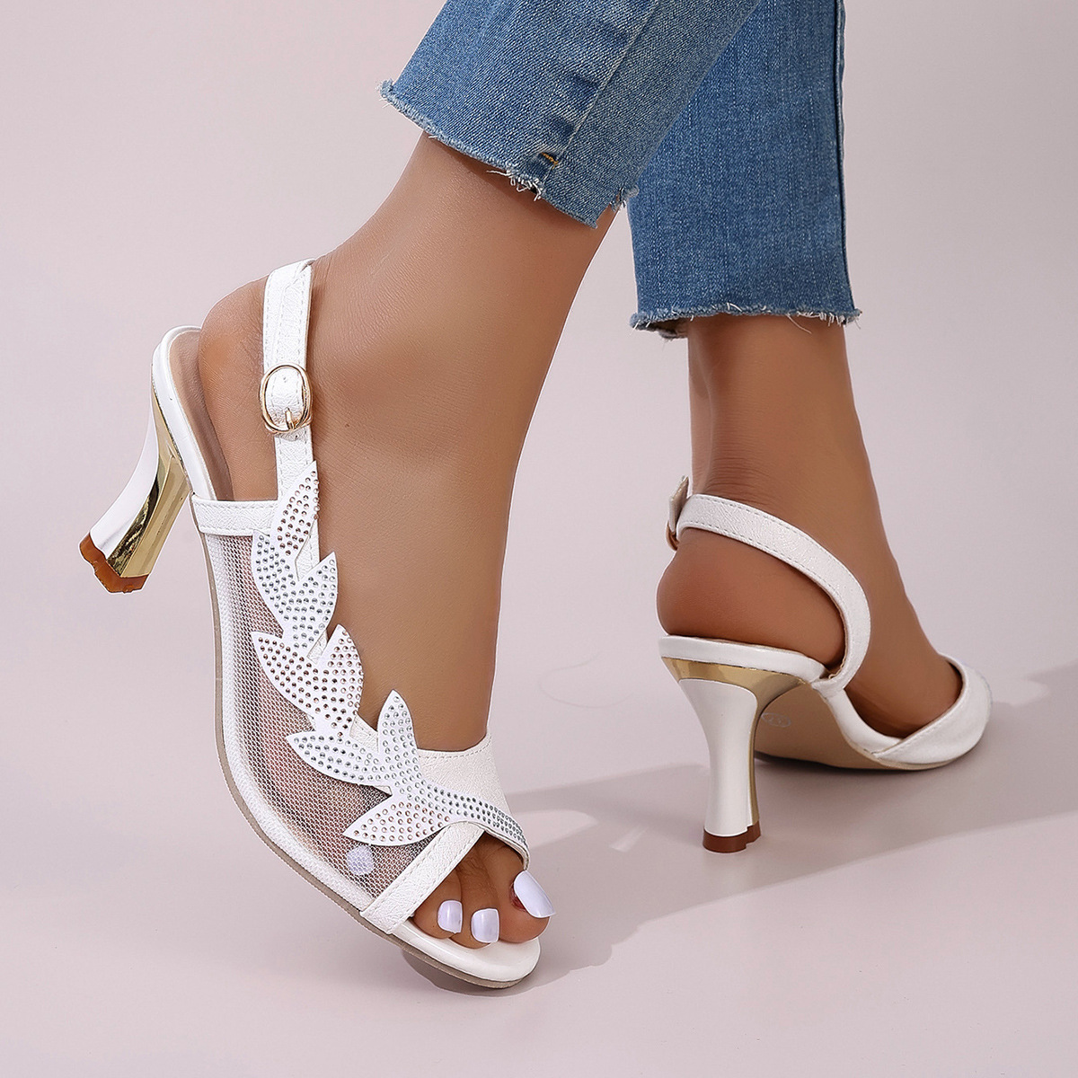 Women's Rhinestone Decor Block Heeled Sandals🔥BUY 2 GET FREE SHIPPING🔥