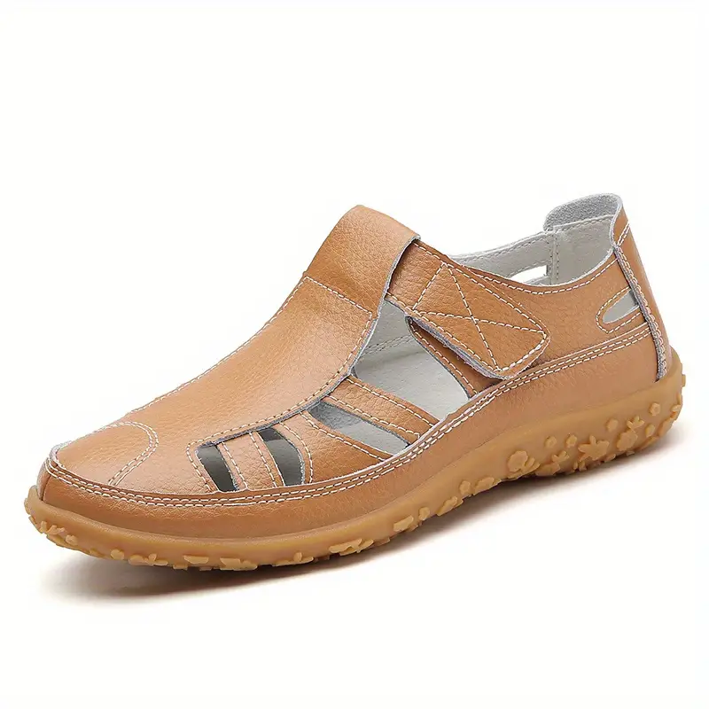 Women's Retro Non Slip Leather Flat Sandals