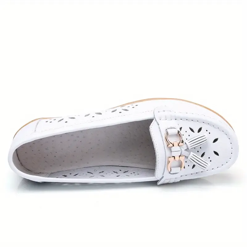 Women's Hollow Out Design Leather Wedge Heeled Slip-on Sandals- Buy 2 Free Shipping
