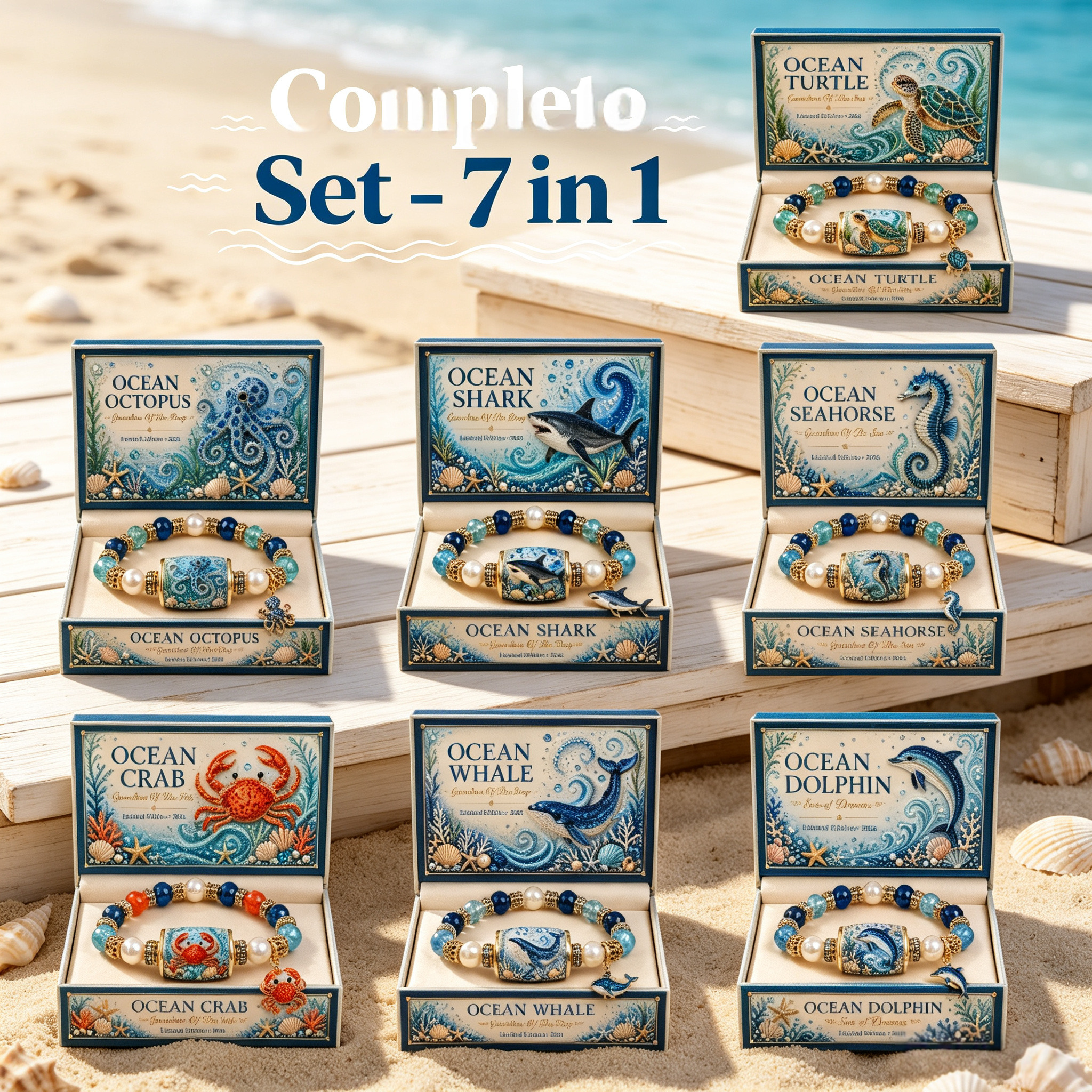 🔥Last Day 50% OFF - 🌊 Ocean Guardian Bracelet Collection | 7 Marine Creature Designs, Gemstone-Style Beads & Matching Sea Charms 🐚✨