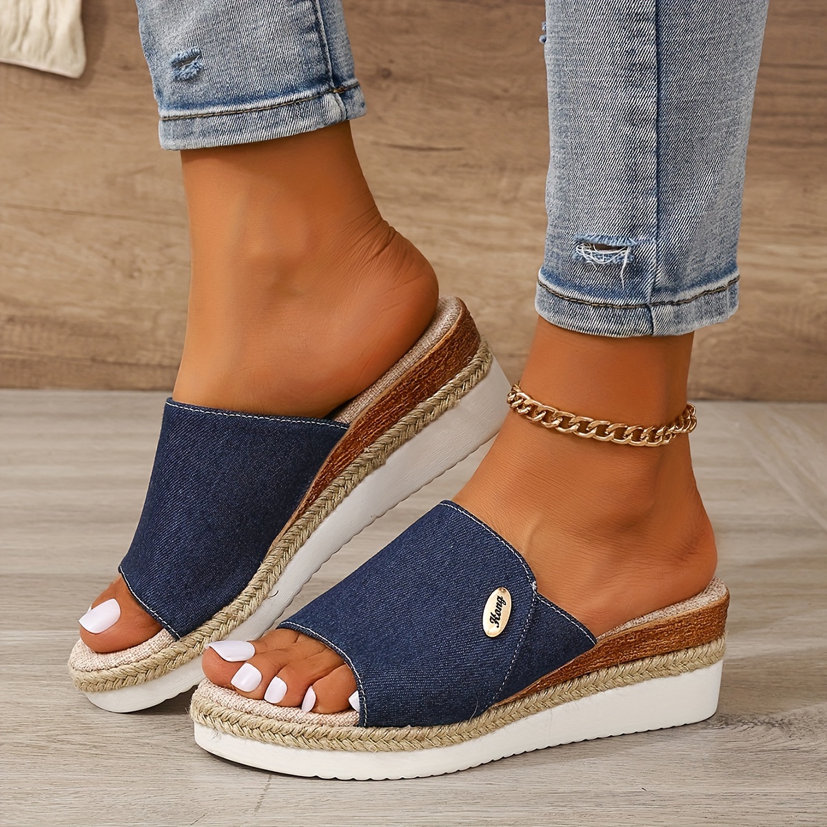 😍Last Day 50% OFF😍 - Women's Solid Colour Thick Bottom Slope Heel Orthopaedic Sandals