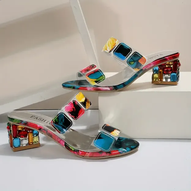 🔥Last Day Promotion 50% OFF - Women's Colorful Chunky Heeled Sandals