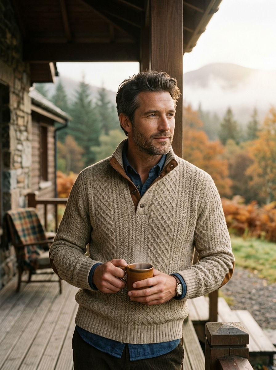 Men's Long Sleeve Cashmere Sports Sweater Highland Lifestyle