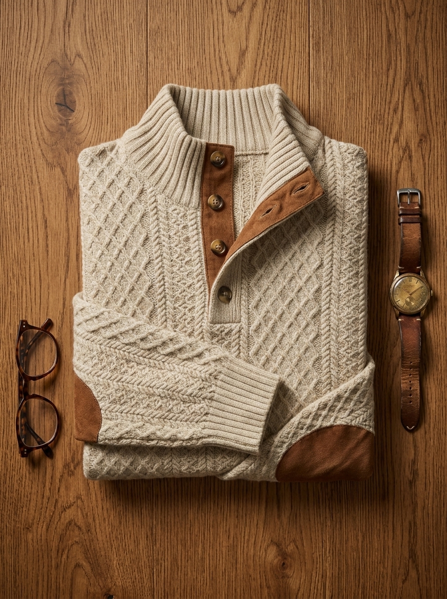 Cashmere Sports Sweater Flatlay Craftsmanship