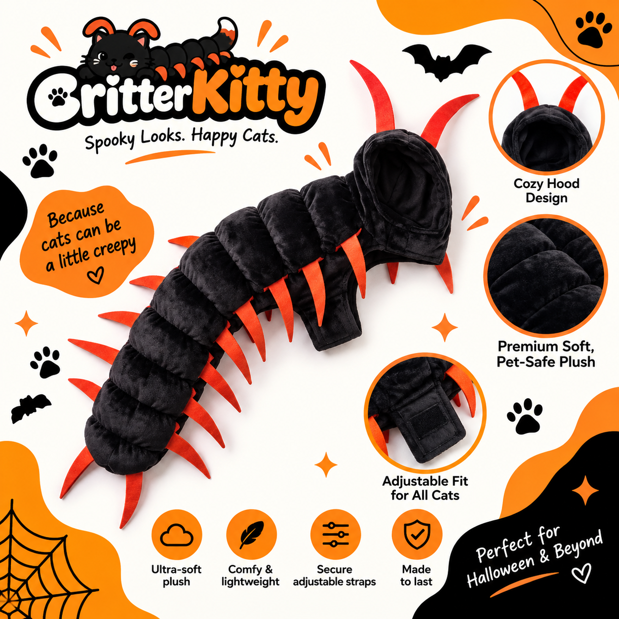 Playful Multi-Leg Crawler Costume Real Cat Walking Look
