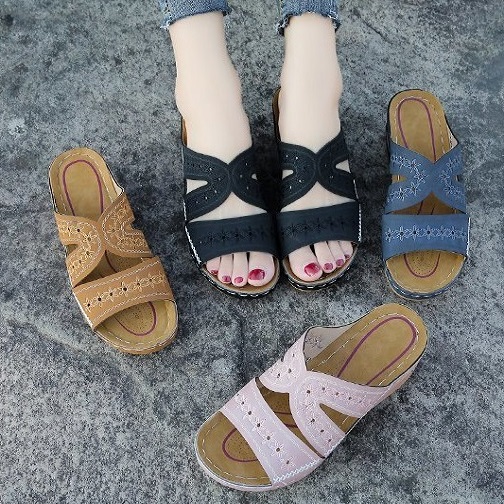 Women Wedge Leather Comfortable Soft Breathable Slippers (Limited 50% Off)