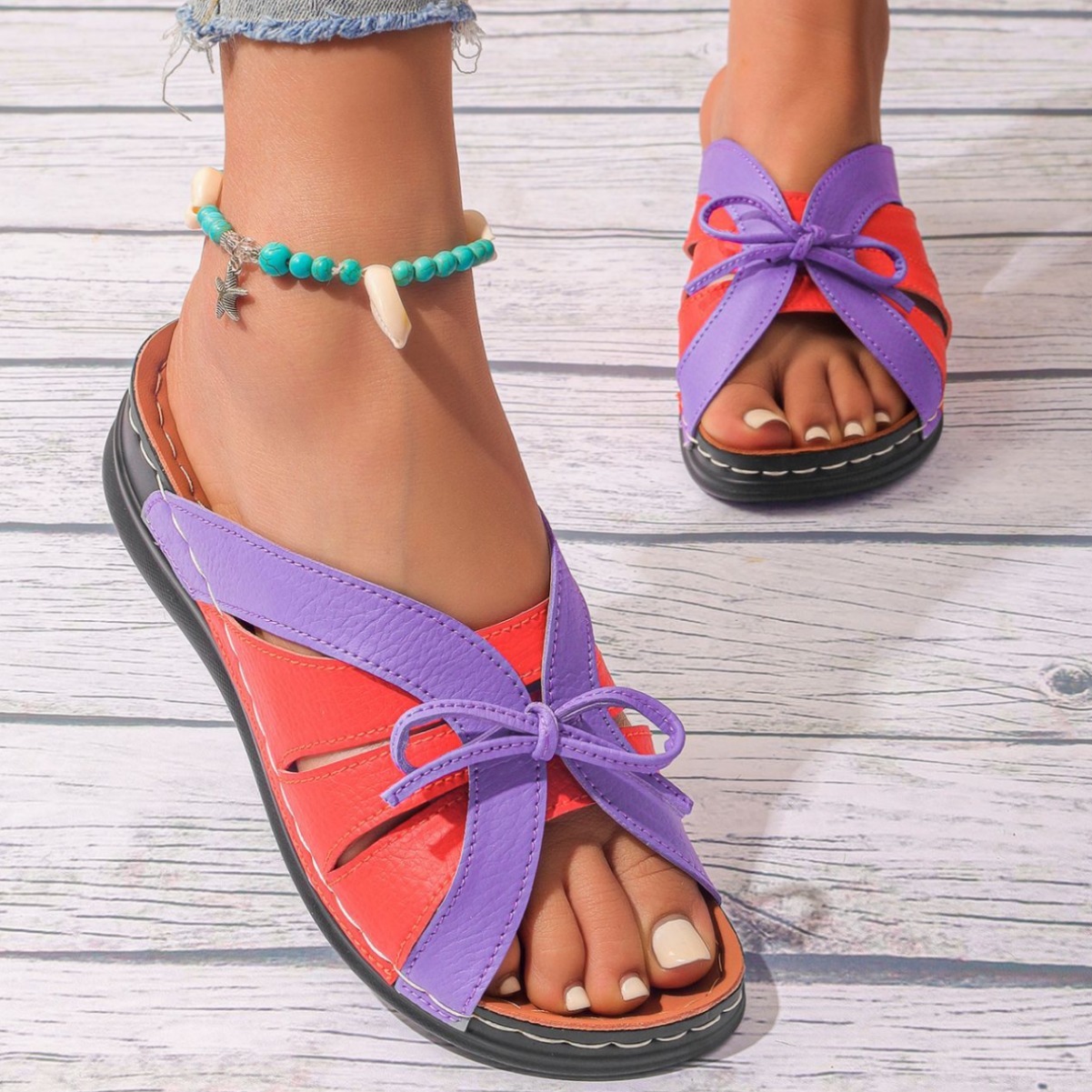 Women's Bowknot Arch Support Wedge Sandals - Free shipping for two pairs