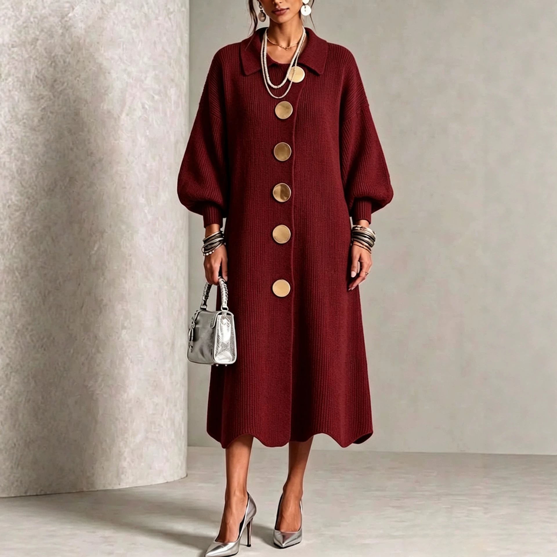 Burgundy knit dress
