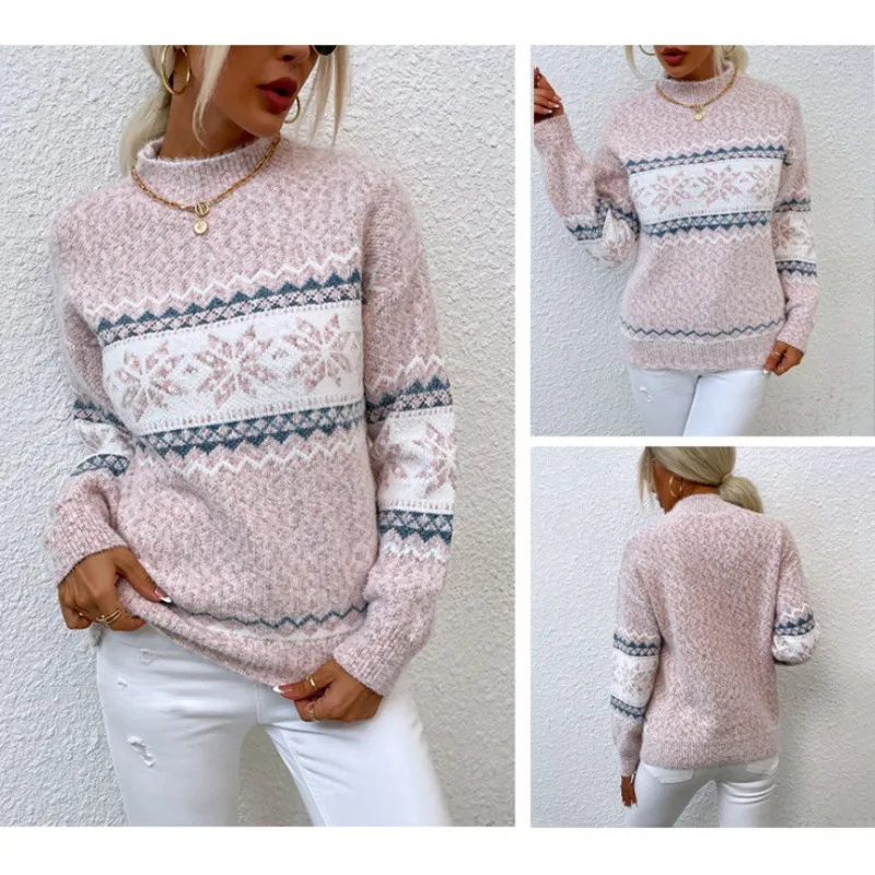 Women's Sweater Pullover Sweater Jumper Casual Soft Geometric Color Bl