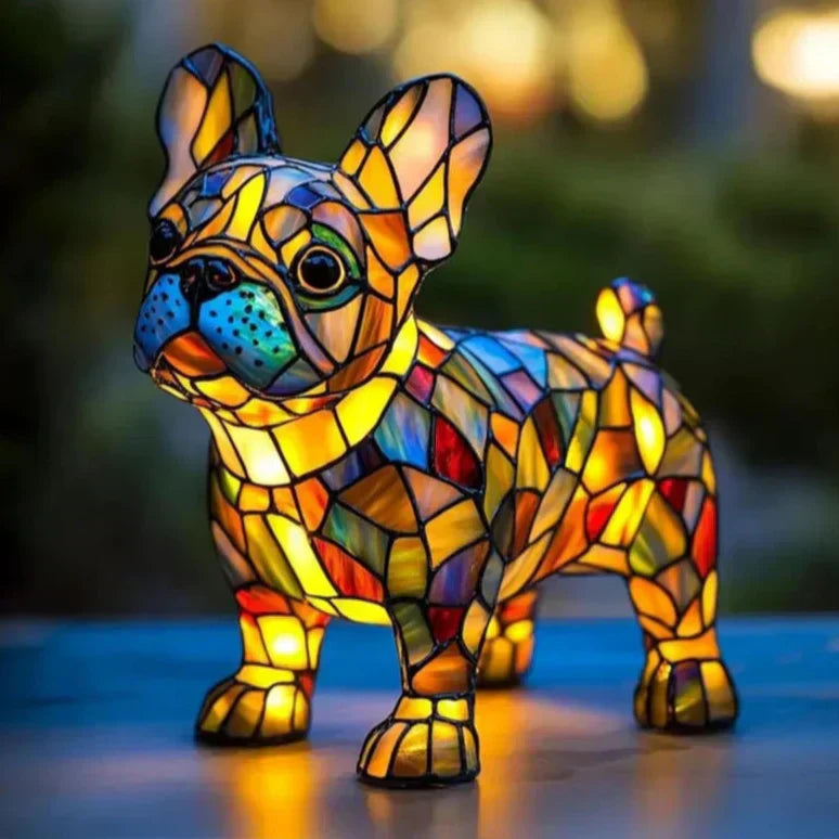 Brilliant Bulldog in Stained Glass