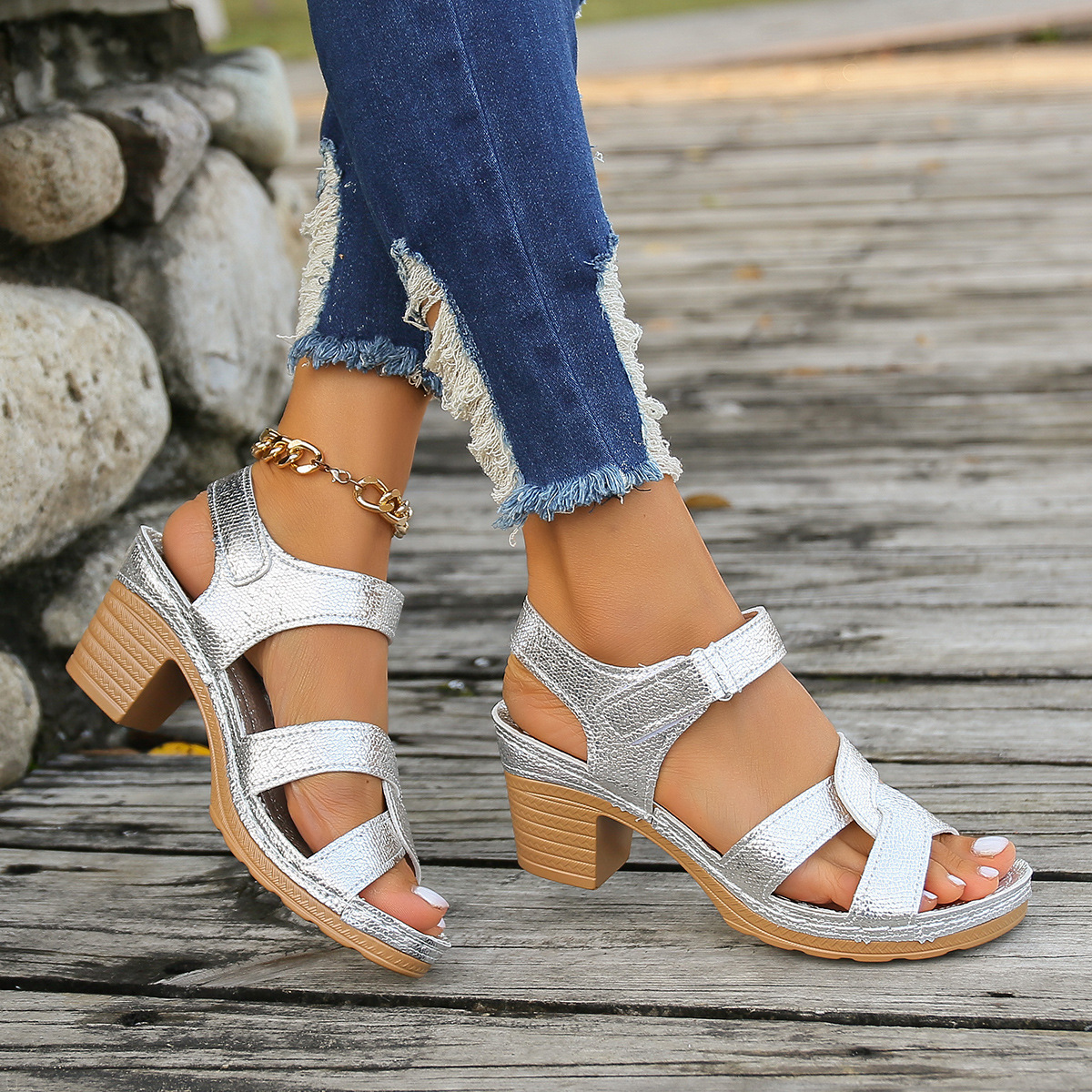 Women's Chunky Heeled Crisscross Open Toe All-Match Slingback Sandals (🔥BUY 2 FREE SHIPPING)