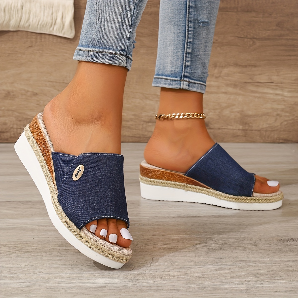😍Last Day 50% OFF😍 - Women's Solid Colour Thick Bottom Slope Heel Orthopaedic Sandals