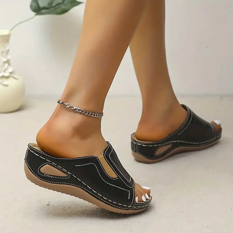 😍Last Day 50% OFF😍 - Women's Slope Heel Leather Sandals
