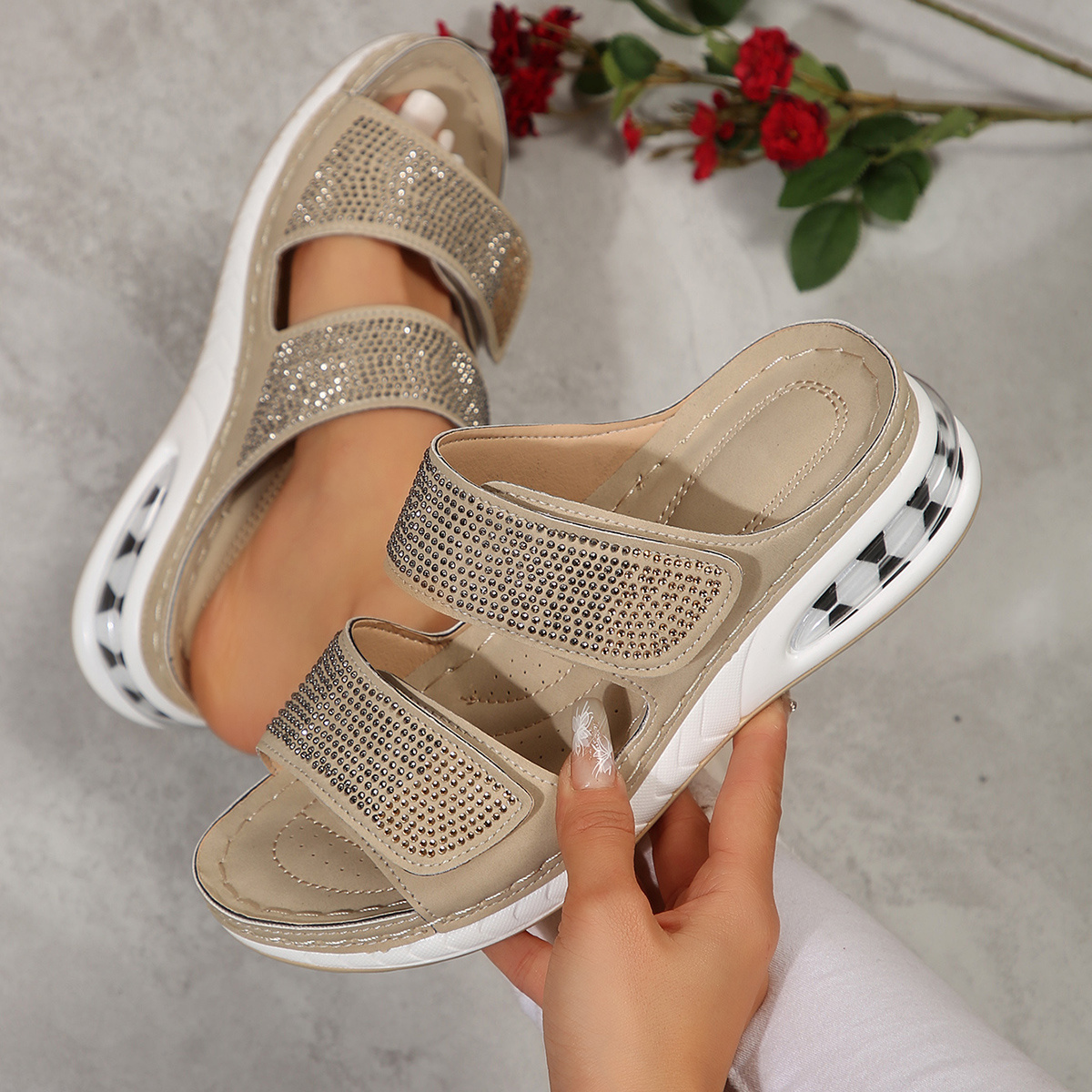 🔥LAST DAY 50% OFF - Women's Rhinestone Decor Air Cushion Soft Sole sandals